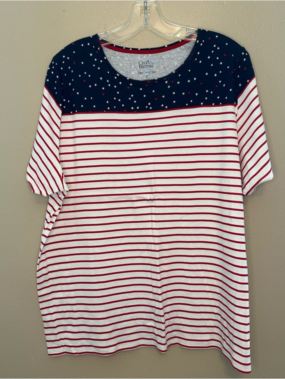 croft & barrow Navy, White & Red Striped Short Sleeve Tee